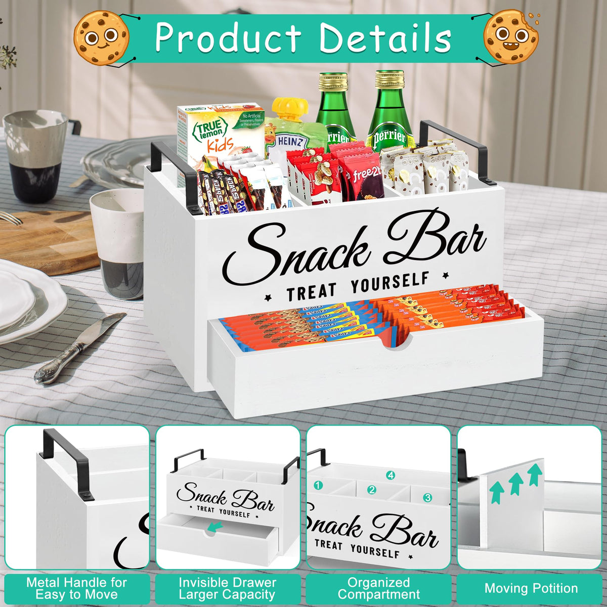Unistyle snack organizer countertop setup keeps snacks visible and reachable.