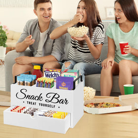 Unistyle snack organizer with drawer storage for versatile pantry use.