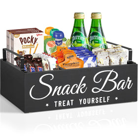 Unistyle wood pantry bin with handles for easy transport and snack organization.
