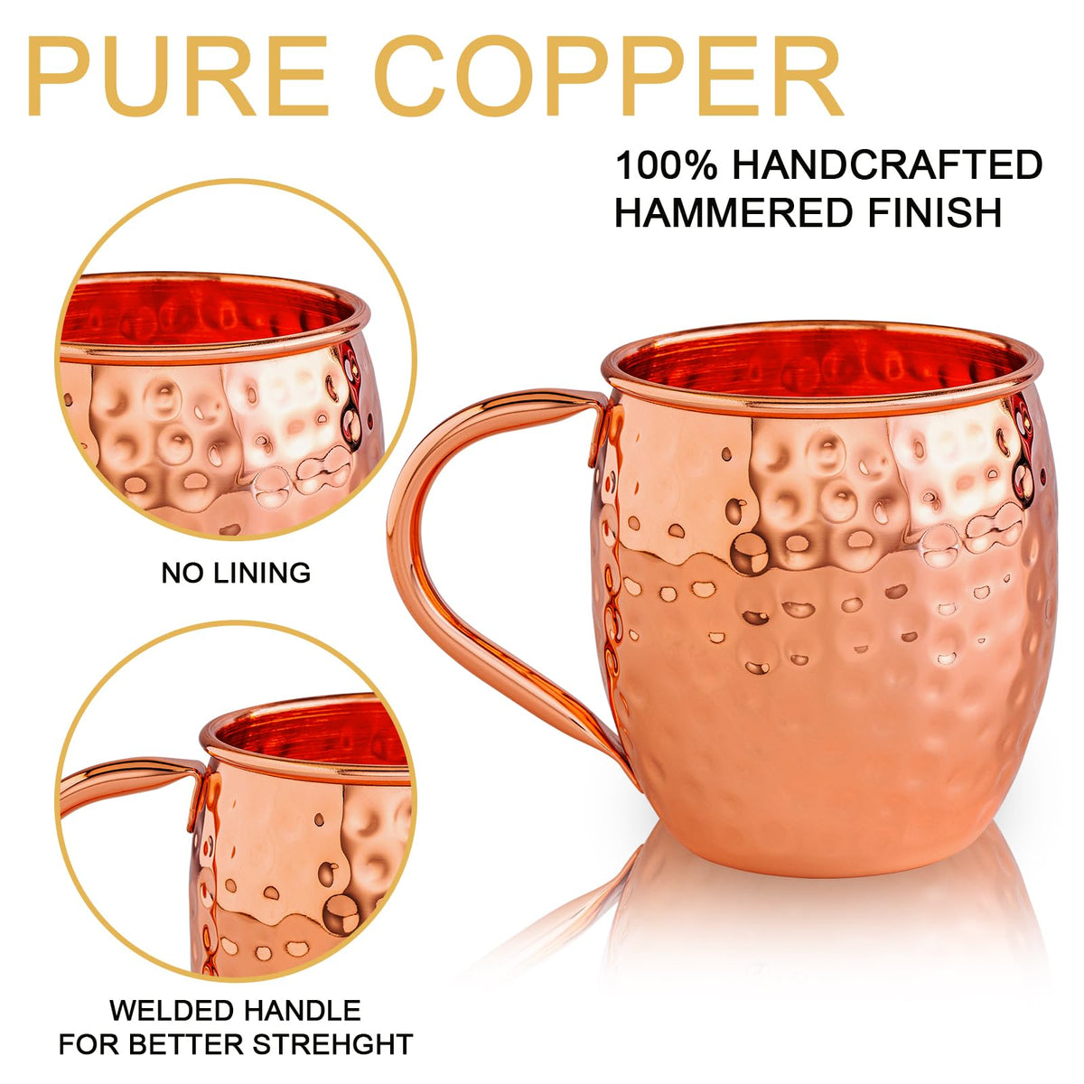 UNISWEET 16oz copper mug ideal for cocktails and cold drinks.