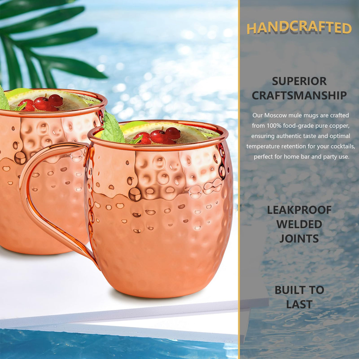 UNISWEET copper mug with classic barrel shape and premium finish.