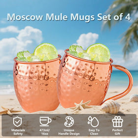 UNISWEET four-piece copper mug set for home gatherings.