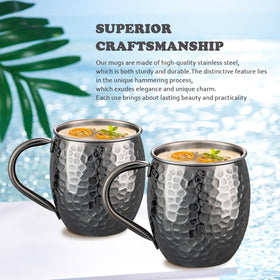 UNISWEET Moscow Mule mugs showcase the hammered texture on the exterior.