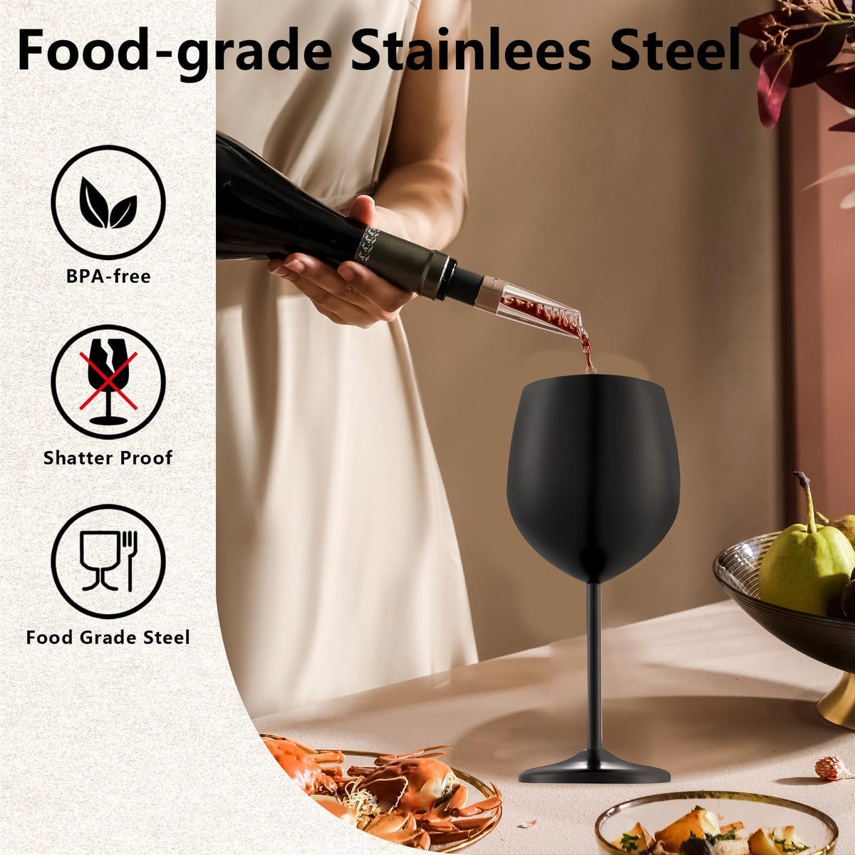 UNISWEET 18-ounce capacity wine glasses suitable for camping and picnics.
