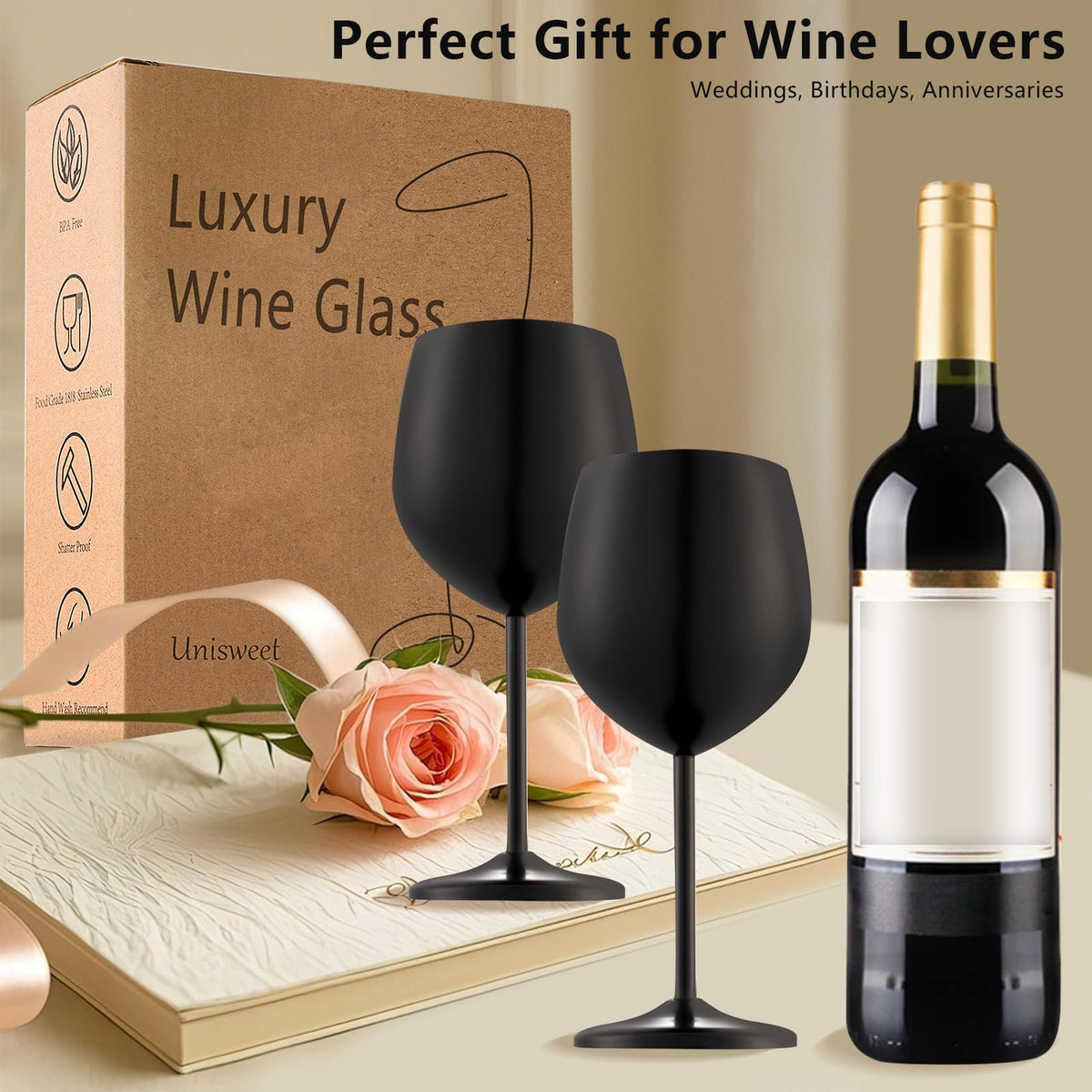 UNISWEET weighted flat base for stable pouring and sipping.