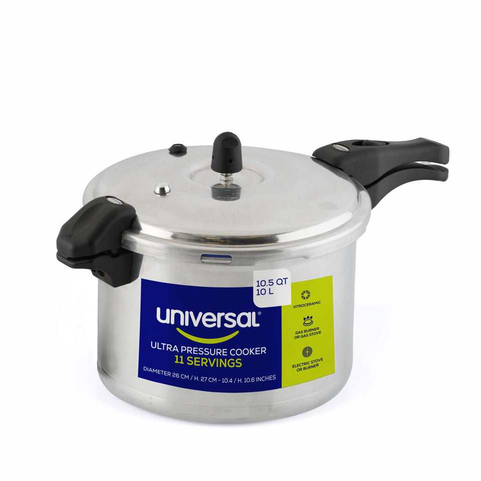 Universal 10.5 qt pressure cooker lid design with ergonomic handle for safer operation