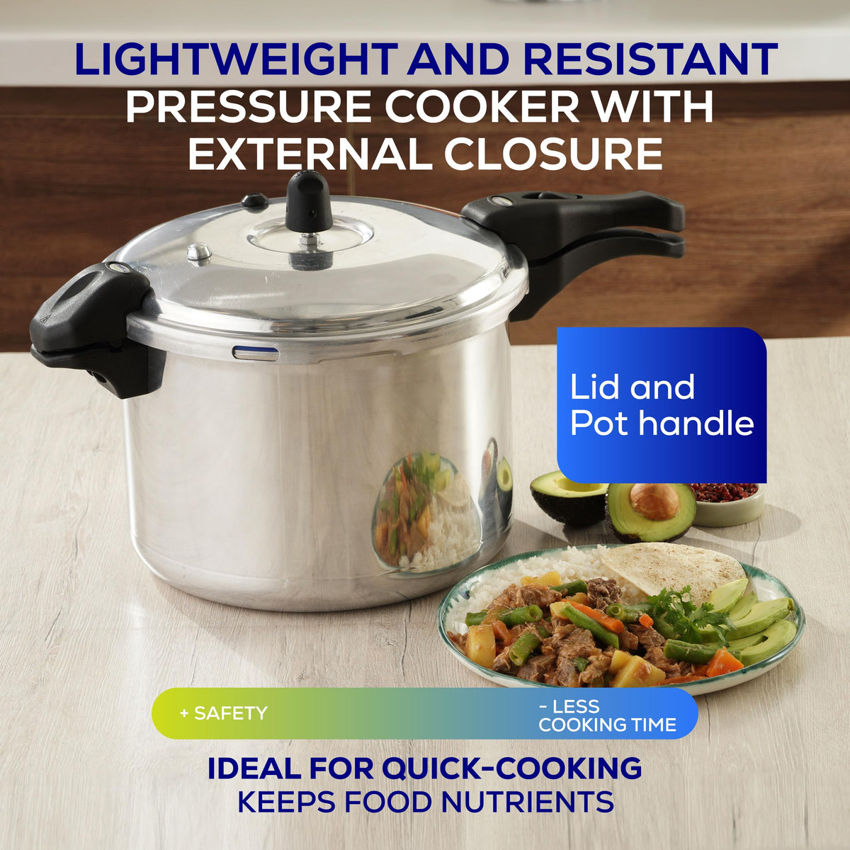 Universal 10.5 qt pressure cooker safety system highlighting security features