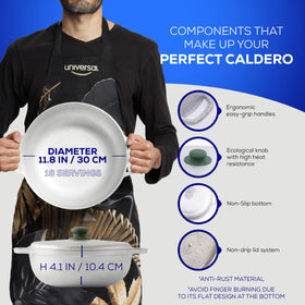 Universal Caldero quickly heats for fast cooking and crispy results