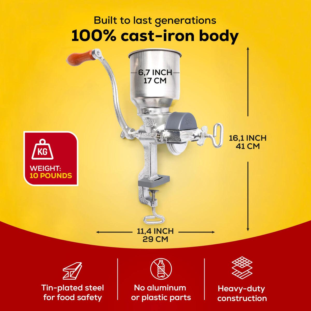 Universal Corona grain mill cast-iron body for durable domestic use