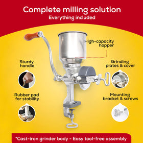 Universal Corona grain mill tin-plated plates ensure safe, consistent grinding