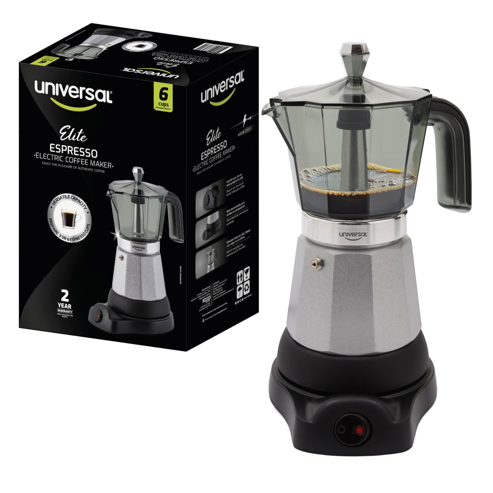 Universal Electric Moka Pot 6 cup brewing rich Cuban espresso at home