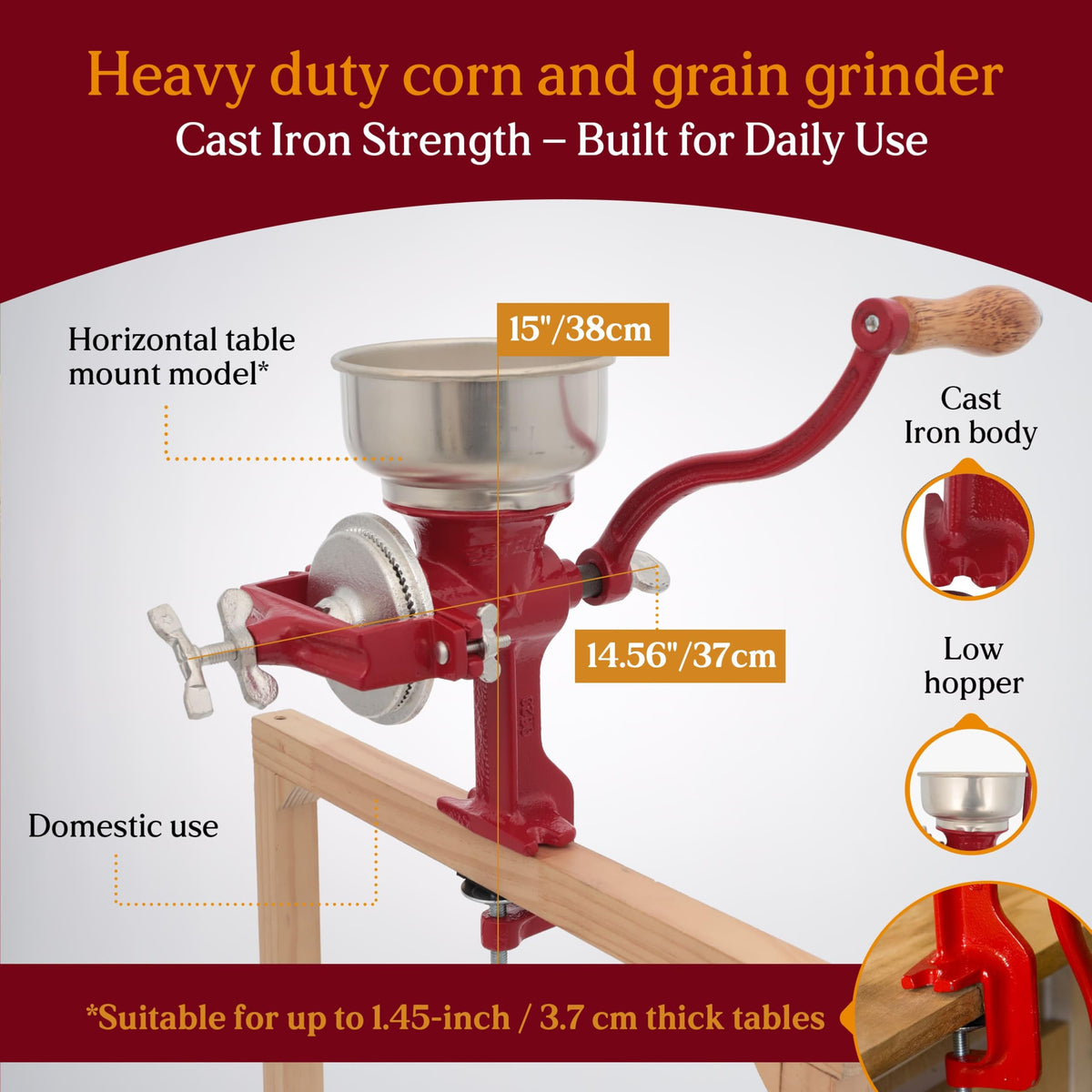 Estrella grinder adjustable settings for versatile grinding.