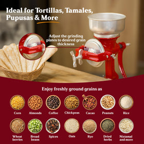 Hopper detail on Estrella grinder highlighting compact design.