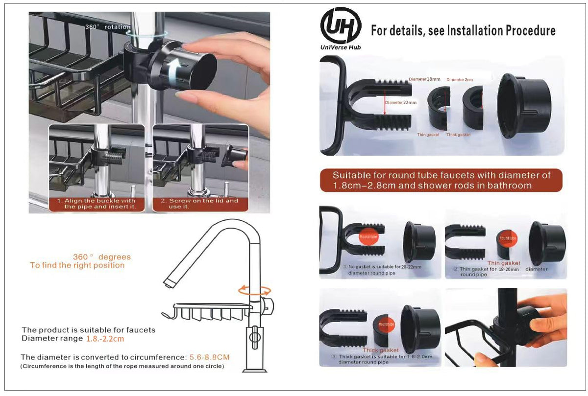 Fits round faucets with 1.8–2.8 cm diameter securely