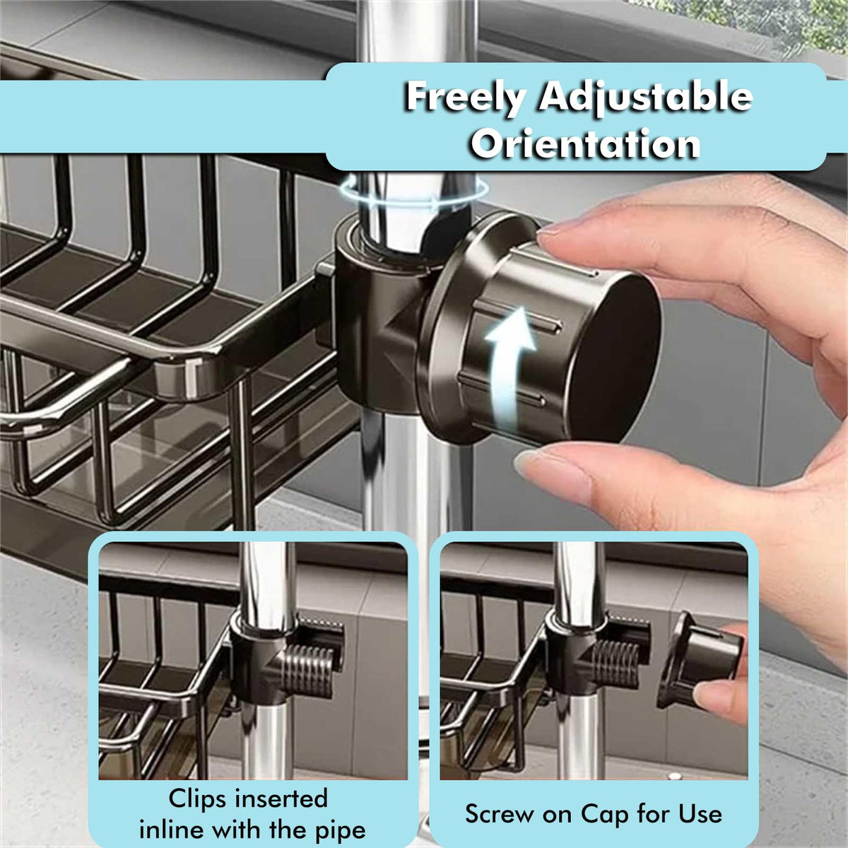 Easy tool-free install on faucet stem with adjustable washers