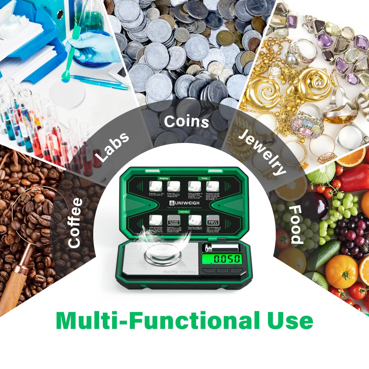 UNIWEIGH auto-off feature conserves battery during use.