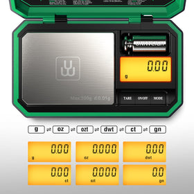 UNIWEIGH pocket scale in closed rubberized shell emphasizes durability in rugged use.