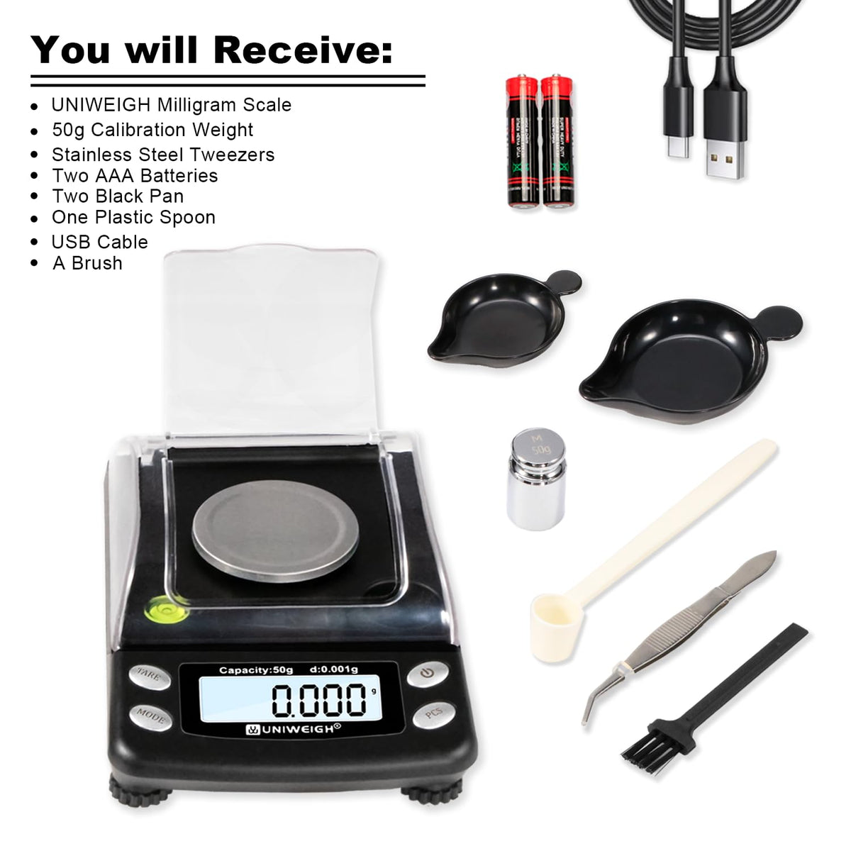 UNIWEIGH pocket scale in use for jewelry and powders weighing
