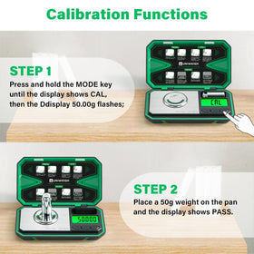 UNIWEIGH kit includes tray, spoon, and tweezers for samples.
