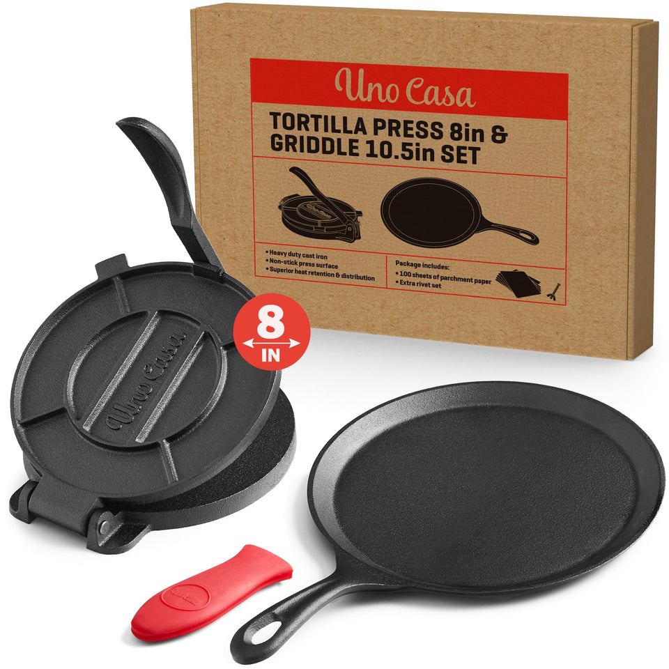 Uno Casa cast iron tortilla press 8-inch ready to press tortillas