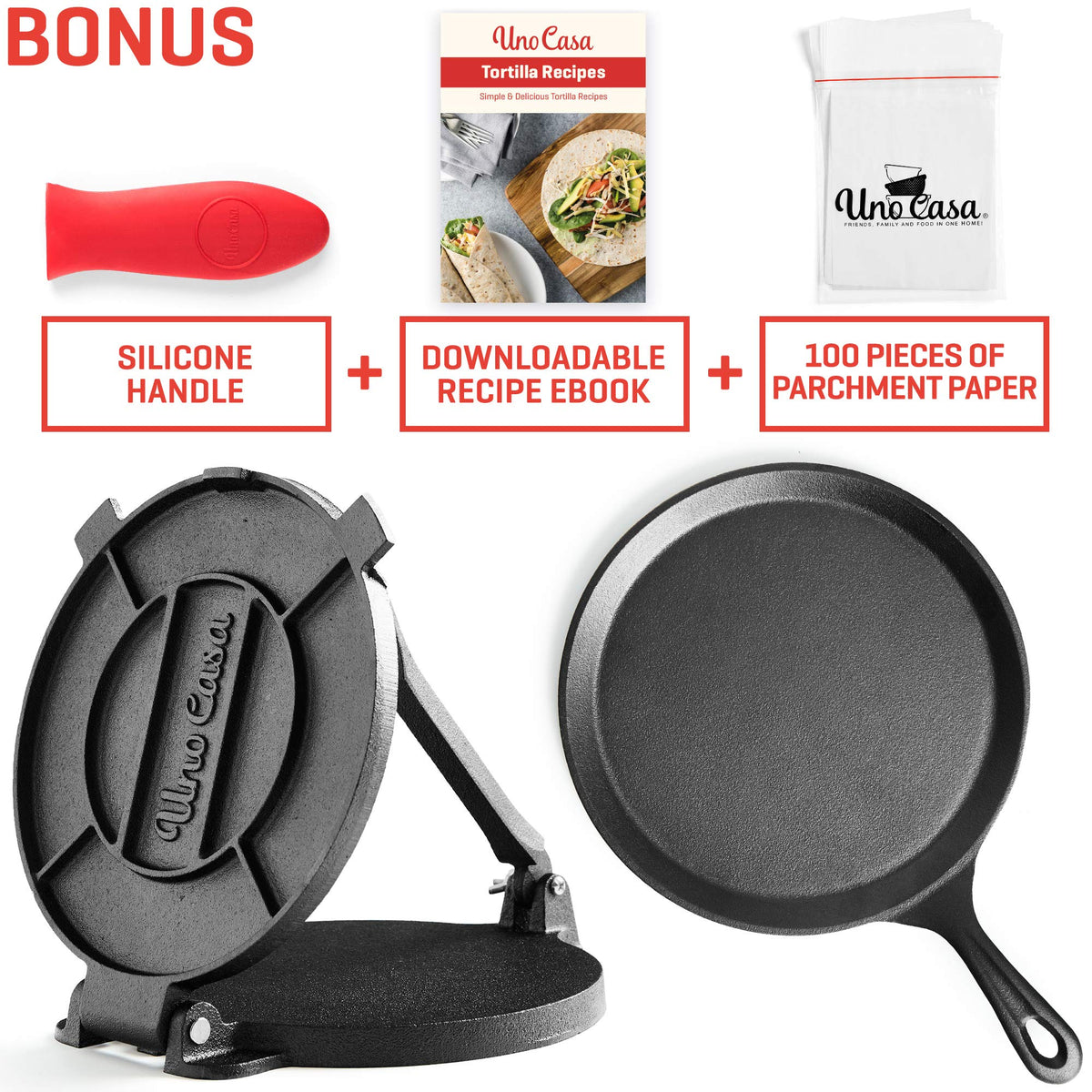 Uno Casa comal pan sizzling on stovetop for even cooking