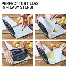 Uno Casa recipe book included to inspire tortillas, pancakes, and more.