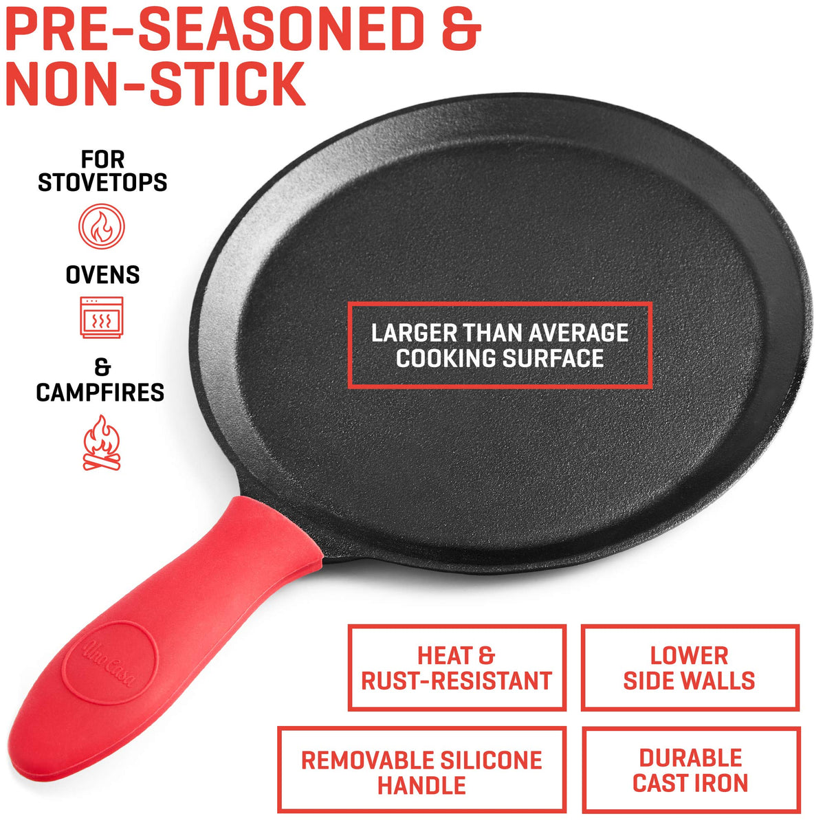 Uno Casa tortilla press with silicone handle for safe grip
