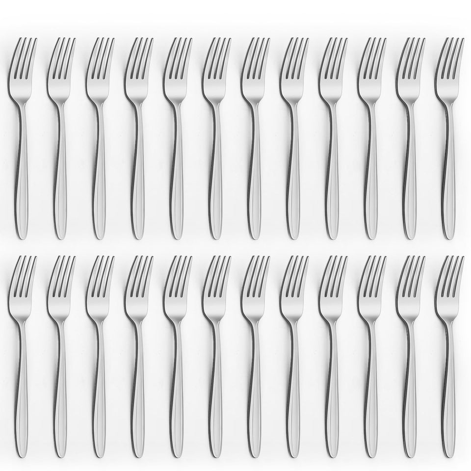 Unokit 24pc stainless steel dinner forks for everyday meals and gatherings