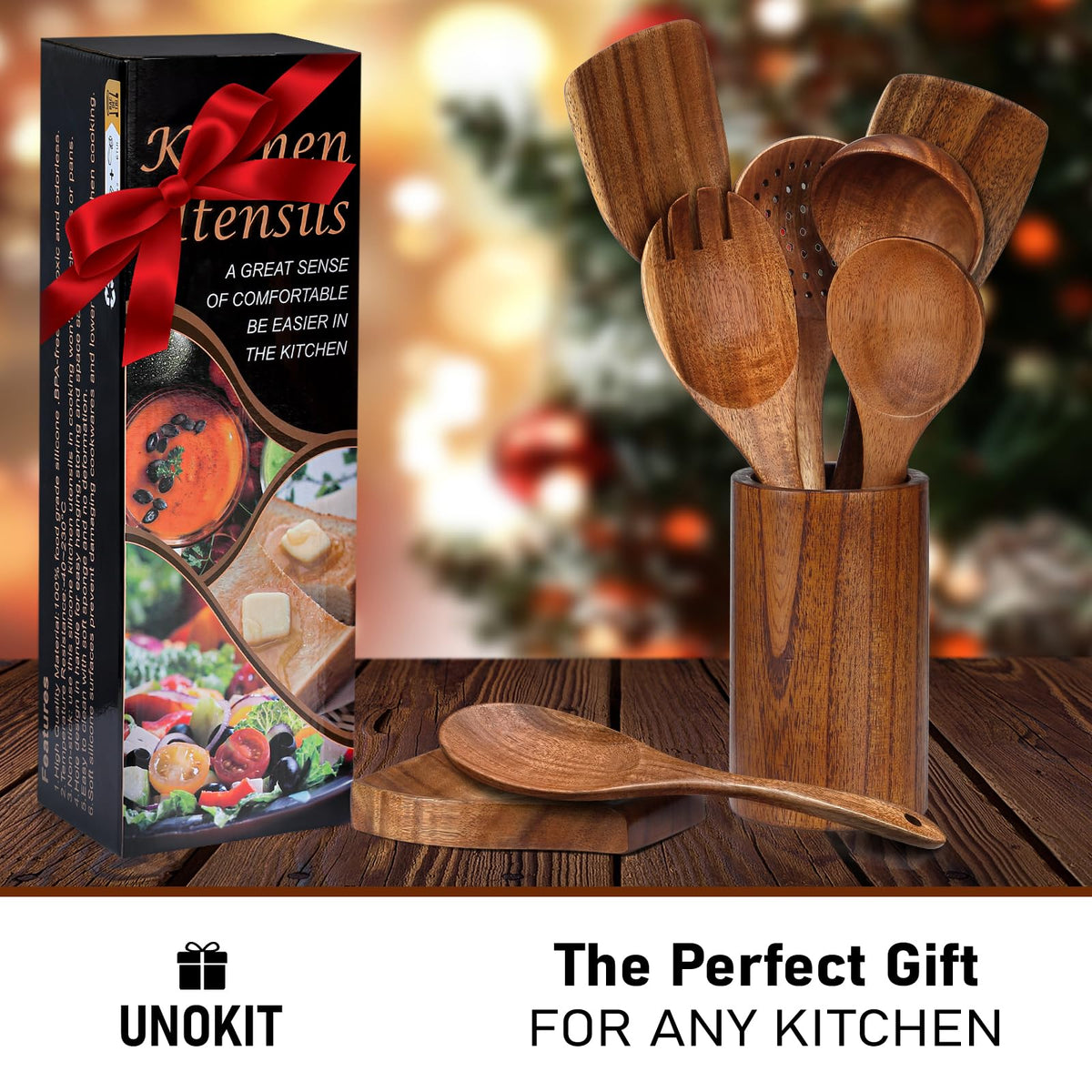 Unokit easy-clean wooden utensils resist oil stains for quick maintenance.