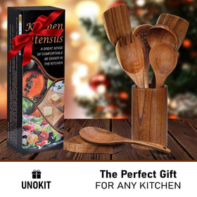 Unokit easy-clean wooden utensils resist oil stains for quick maintenance.