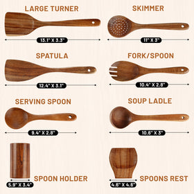 Unokit teak spoons and spatula offer comfortable grip for daily cooking.