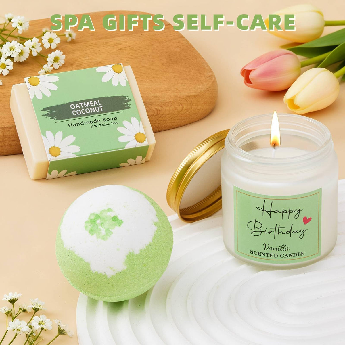 Uongeod Birthday Basket oatmeal coconut handmade soap for gentle cleansing