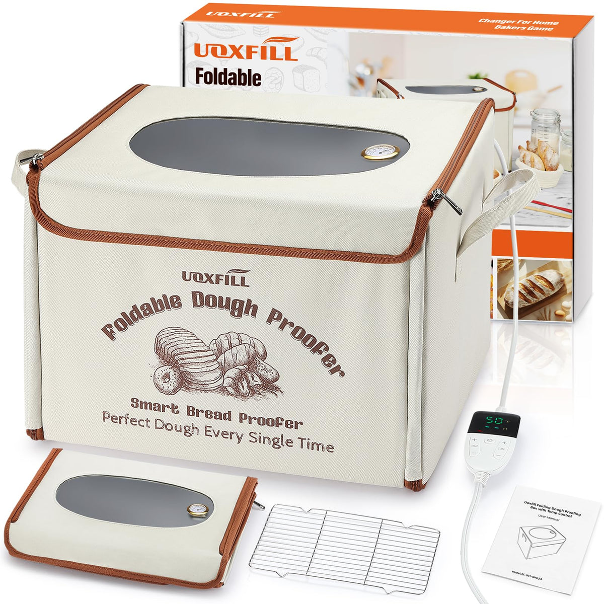 Uoxfill folding proofing box front view highlights compact design for small kitchens