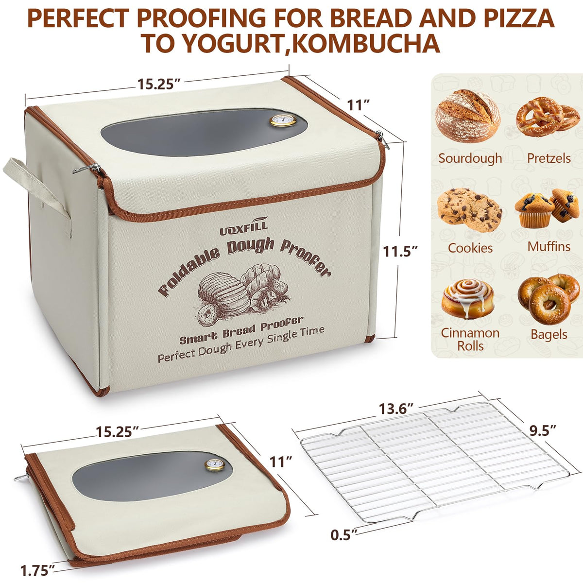 Uoxfill folding proofing box with lid-open setup for easy dough monitoring
