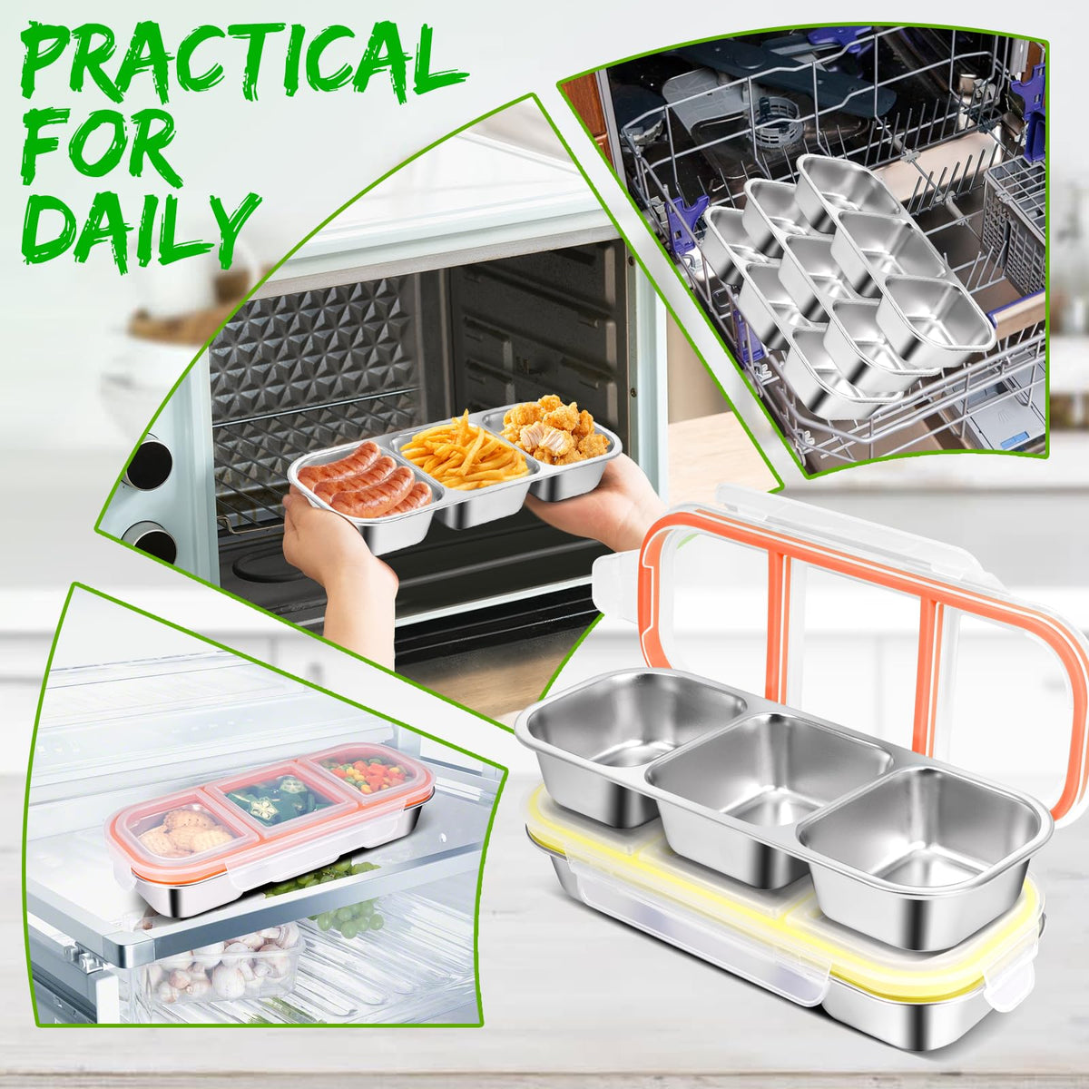 UPABLUNSO tight-sealing silicone lids prevent leaks during transport.
