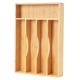 Upassion bamboo drawer organizer 9in keeps silverware neatly separated in compact drawers.