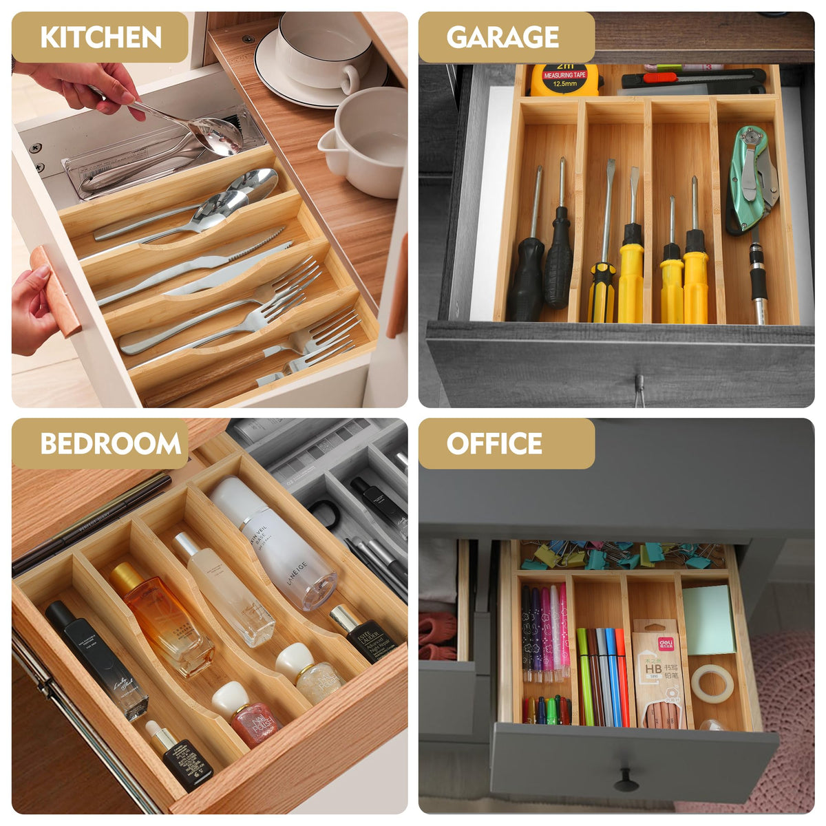 Upassion non-slip bamboo tray base stays in place during use.