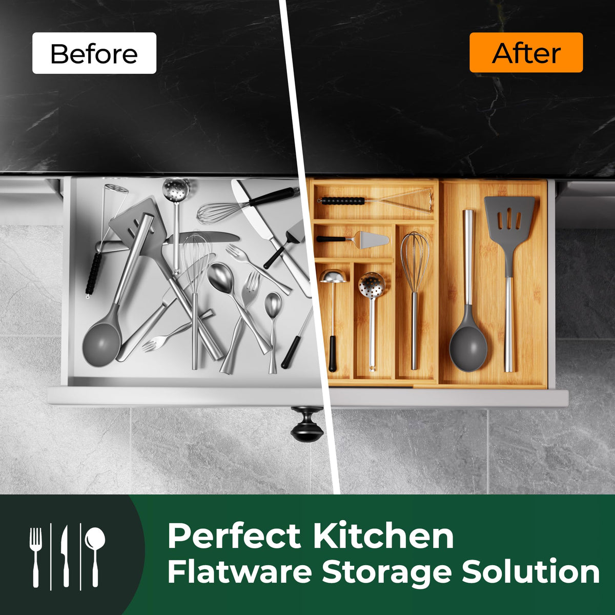 Upassion universal-fit drawer from 21 to 37 inches adapts to most kitchens.