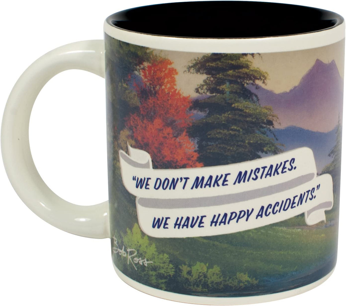 Officially licensed Bob Ross Inc branding on this mug.