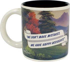 Officially licensed Bob Ross Inc branding on this mug.