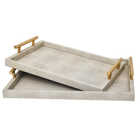 UPPER DECOR ivory shagreen large tray on ottoman for drinks and snacks