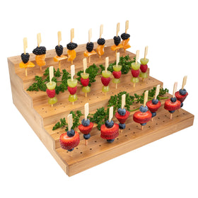 Upper Midland 4.7-inch bamboo skewers included for quick, consistent portions