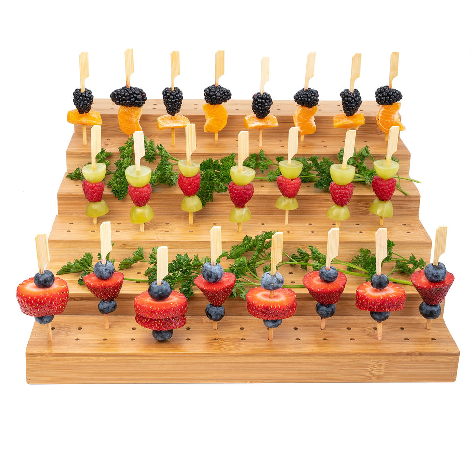 Upper Midland Skewer Holder bamboo six-tier display adds rustic charm to buffets