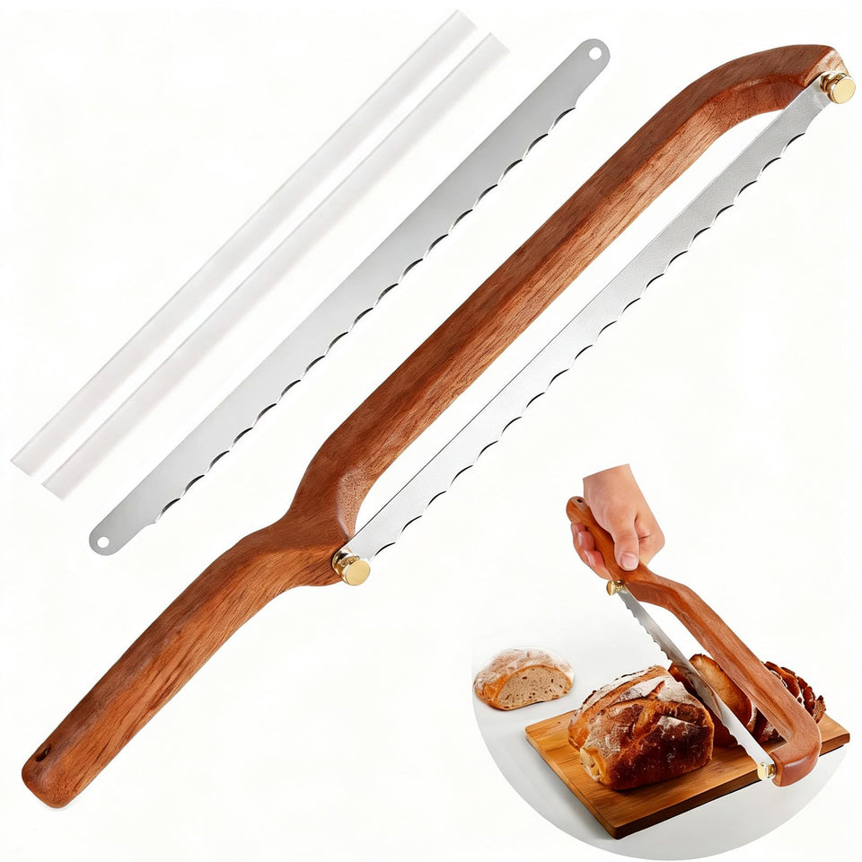 Uprichya left-handed bread knife with ergonomic camber for comfortable crust slicing