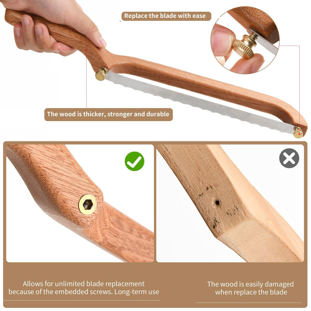 Uprichya stainless steel blade stays sharp for durable bread slicing