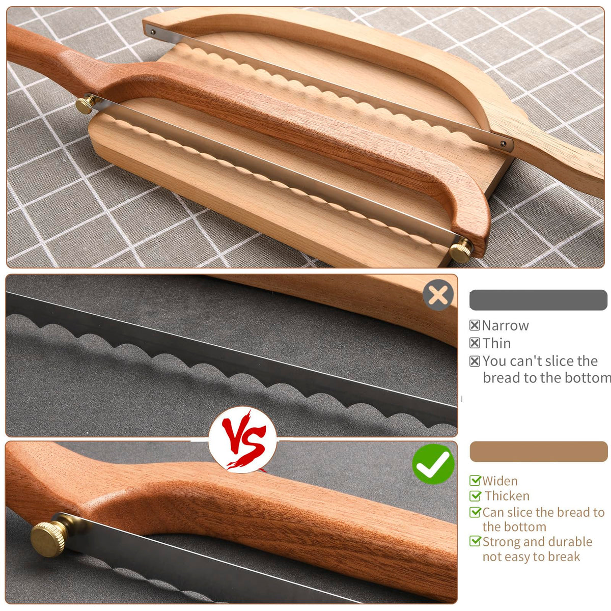Uprichya solid sapele wood handle provides sturdy, balanced grip