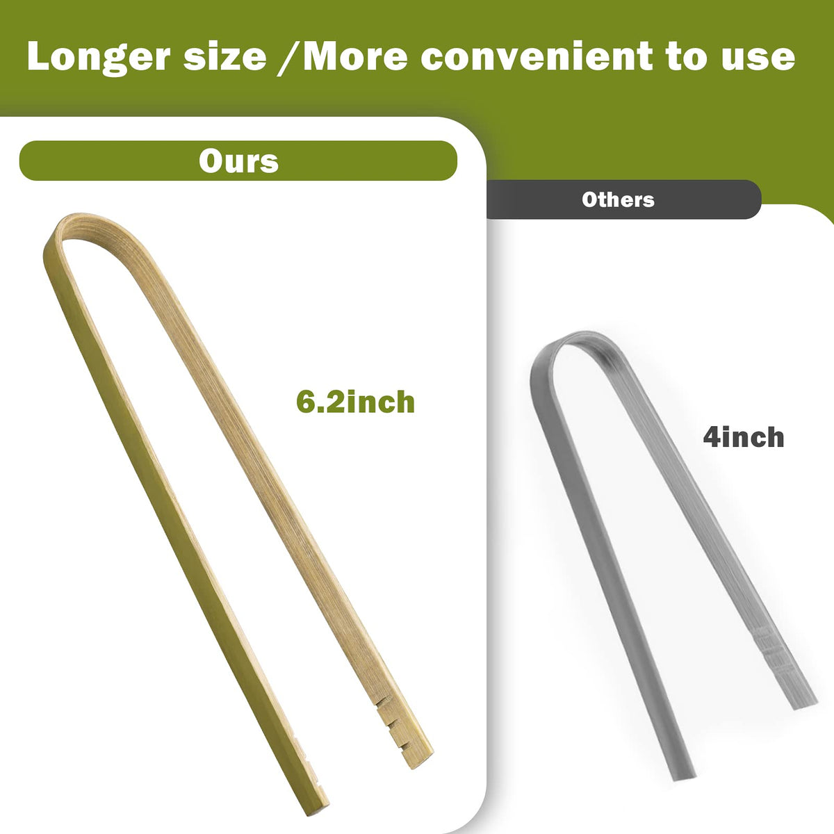 Uprony 6.2 inch bamboo tongs designed for precise, mess-free serving.