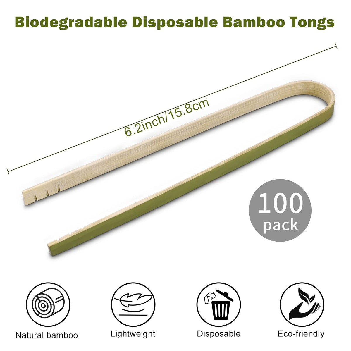 Uprony bamboo tongs ideal for weddings and buffets with easy handling.