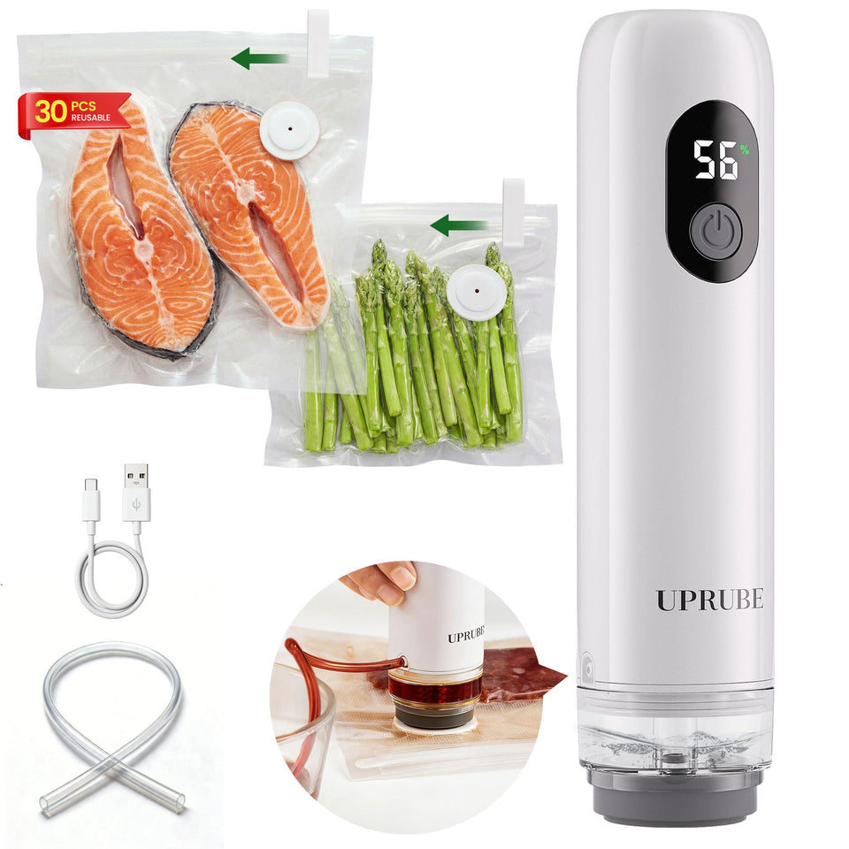 UPRUBE compact vacuum sealer front view for quick, airtight meal prep