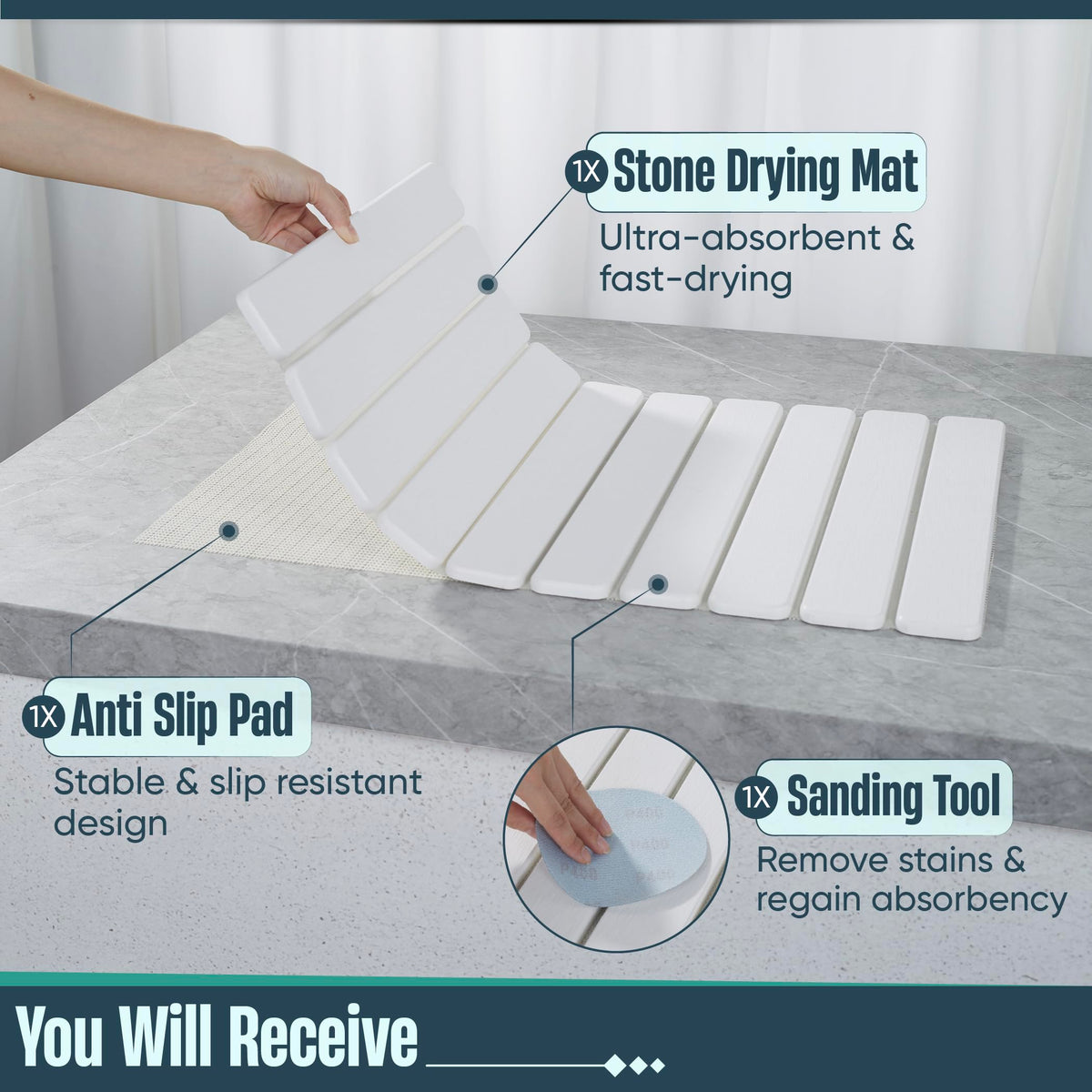 UPTIMAZ Stone Drying Mat air-dries bottles efficiently
